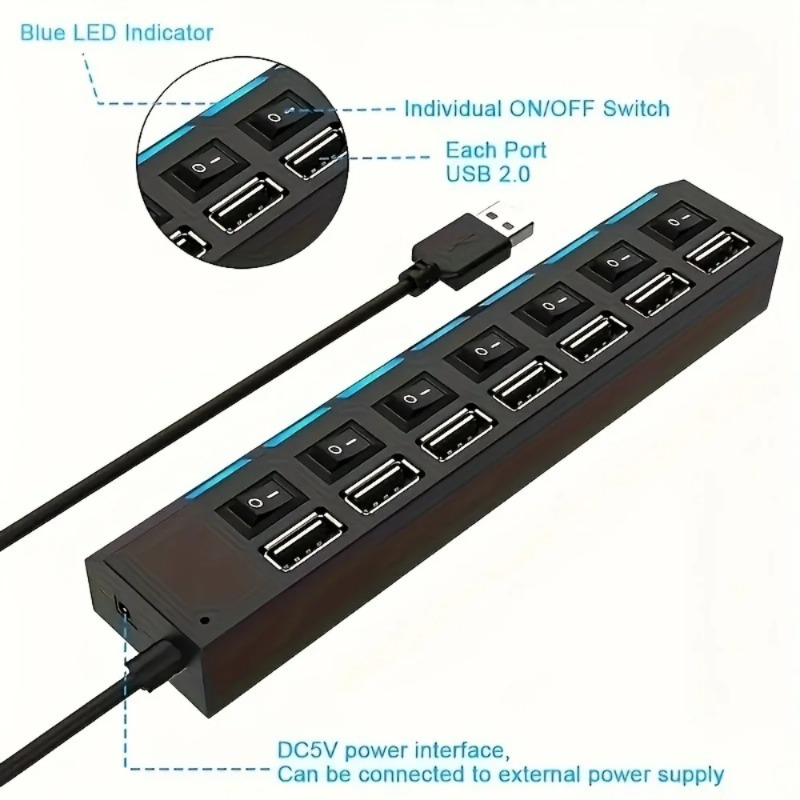 USB 2.0 허브 4/7 포트 분배기 전원 어댑터(O - Laptop Accessories Macbook 리뷰 및 가격