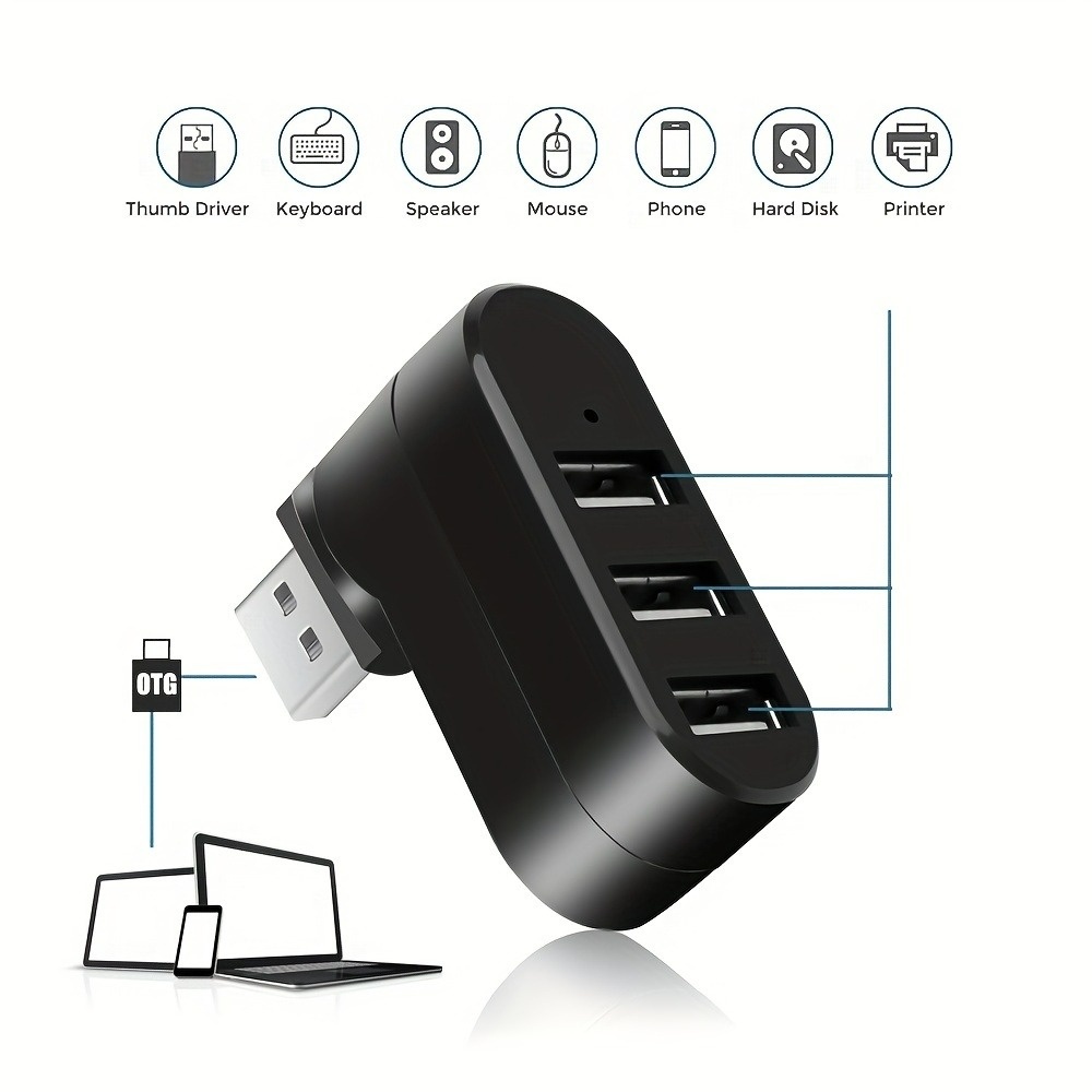 USB 2.0 허브 3포트 180 °   회전식 분배기 - Xiaomi Laptop Accessories 리뷰 및 가격