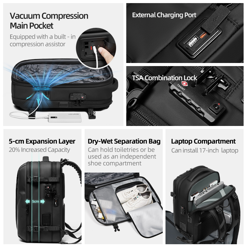 남성용 여행 백팩 원클릭 스타트 펌프 진공 압축 17인 - Laptop Backpack Anti Theft 리뷰 및 가격
